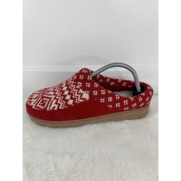 Dearfoams Women’s Clog Slippers Red White Size 9–10 Comfort Indoor Shoes - Picture 4 of 9
